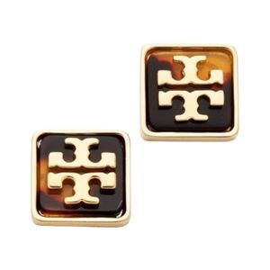 New Gold Tortoise Square Stud Earrings